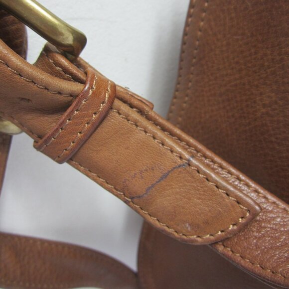 FOSSIL Women Large Brown Leather Organizer Crossbody Shoulder Bag Brass Hardware - Picture 15 of 15